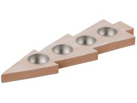 Adv. gyertyatartó fa 340x105x20mm 4 teához. gyertyák, természetes