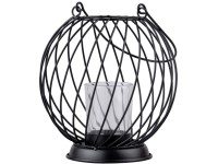 Lámpa fém-drót 150x150x165mm teafénymécsesre, fekete