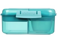 Sistema Ocean Bound Bento Cube trojkomorová krabička s nádobou na jogurt a 2 tácky 1,25 l, mätová