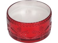 Üvegbe töltött gyertya 150x150x80mm 3 kanóc illatos hópehely, piros