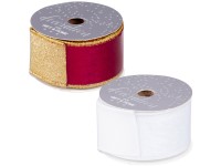 Szalag 2700x38mm bársony box mix glitterrel, piros, fehér