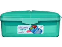 Sistema Lunch Quaddie 1,5 l ételtároló doboz 3 nyitható rekeszek a fedőben és kulaccsal, menta