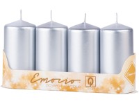 Emocio Valec 4ks 50x100mm Metal strieborné, sviečky