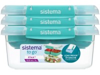 Sistema Sada 3 ks Dělený vodotěsný box na jídlo To Go STAX 1 l, zelená