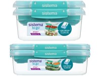 Sistema Sada 4 ks Dělený vodotěsný box na jídlo To Go STAX 2x 2,2 l, 2x 1 l, zelená