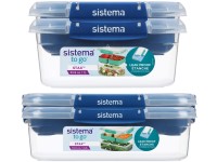 Sistema Sada 4 ks Dělený vodotěsný box na jídlo To Go STAX 2x 2,2 l, 2x 1 l, modrá