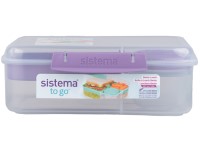 Sistema TO GO Trojkomorová krabička s nádobou na jogurt a 2 tácky 1,65 l, fialová