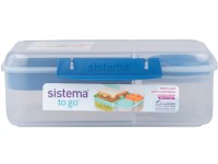 Sistema TO GO Trojkomorová krabička s nádobou na jogurt a 2 tácky 1,65 l, modrá