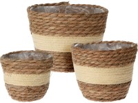 Bambusz kaspó, tengeri fű 3 db-os szett, natúr 162x162x145mm 190x190x160mm 230x230x180mm