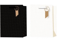Darčeková taška hviezdičky mix, biela, čierna, zlatá, 180x80x230 mm