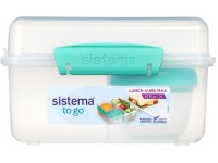 Sistema Dělený svačinový box To Go Lunch Cube Max s nádobou na jogurt s dvojitým víčkem 2 l, zelená