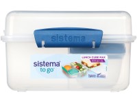 Sistema Dělený svačinový box To Go Lunch Cube Max s nádobou na jogurt s dvojitým víčkem 2 l, modrá