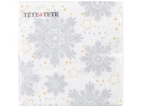 Szalvéták 20ks Snowflakes silver 33x33 cm