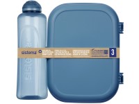 Sistema Ocean Bound háromrekeszes uzsonnásdoboz 1,1 l-es joghurtos tartállyal, + Swift Squeeze kulacs 480 ml kék