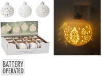 LED dióda Guľa 90x90x100mm dolomit vyrezávané rôzne motívy mix, biela