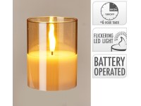 LED sviečka v skle s časovačom 75x75x100 mm – dymová