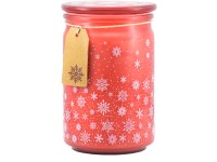 Emocio Vonná sviečka v skle Magic Snowing 93×142 mm so skleneným viečkom – červeno-biela