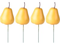Dekoratív körte 4 db, sárga, 10×60 mm