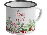 Hrnček plech 500ml Šťastné a Veselé, farebná