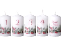 Emocio Valec 5ks 50x90 mm adventné čísla Šťastné a Veselé, sviečky
