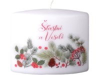 Elipsa 120x55x95 mm Šťastné a Veselé, sviečka