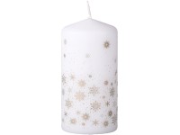 Valec 60x120 mm Vločky Magic Snowing bielo-zlatá, sviečka