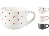 Hrnček kamenina 450 ml srdiečka, mix farieb