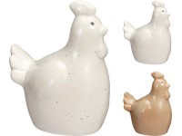 Porcelán csirke 103x70x120mm, fehér/barna, mix