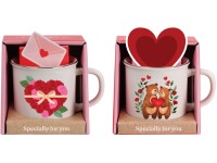 150 ml-es porcelán bögre, 50 g Lovely Joyful mix pralinével töltve, színes