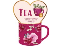 Porcelán bögre 150 ml teához, négyféle ízű teafilter keverékkel, színes