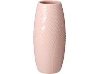Porcelán váza 93x93x202mm levél motívummal, rózsaszín