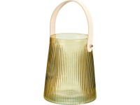 Üveg fogantyús lámpa gyertyához, 130x155mm, sárga